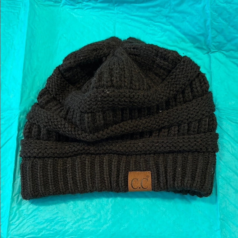 C.C Black Knit Slouchy Beanie Hat
